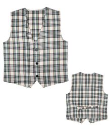 Beige skotsternet vest