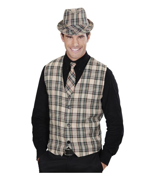 Beige skotsternet vest