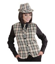 Beige skotsternet vest