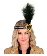 Guld hårbånd med hjerte og fjer Happy New Year