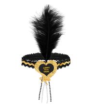 Guld hårbånd med hjerte og fjer Happy New Year