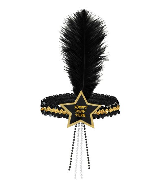 Guld hårbånd med stjerne og fjer Happy New Year