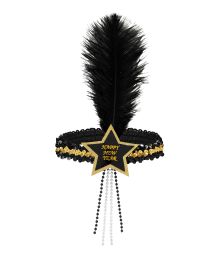 Guld hårbånd med stjerne og fjer Happy New Year