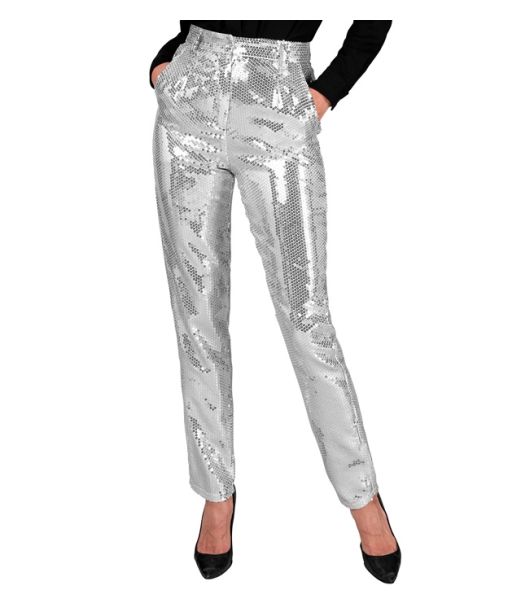 Sølv pailletbukser, dame