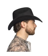 Sort cowboyhat med sølv hjerter 