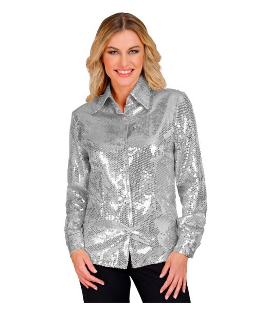 Sølv pailletskjorte, dame