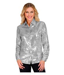 Sølv pailletskjorte, dame