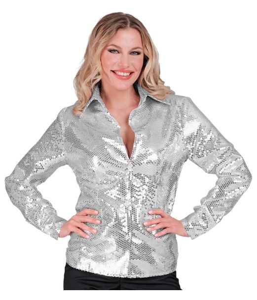 Sølv pailletskjorte, dame