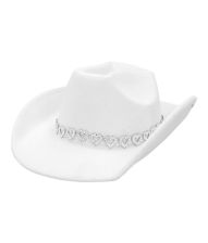 Hvid cowboyhat med sølv hjerter