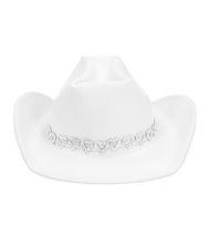 Hvid cowboyhat med sølv hjerter