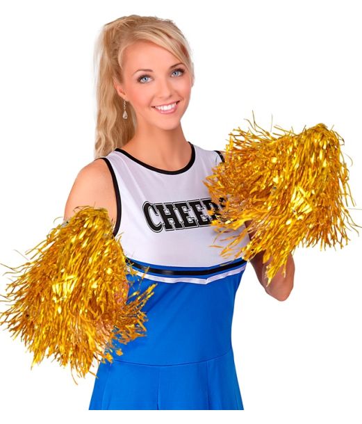 Guld pom poms, 2 stk
