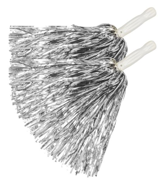 Sølv pom poms, 2 stk