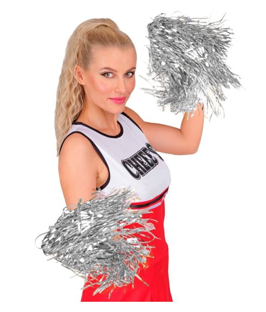 Sølv pom poms, 2 stk