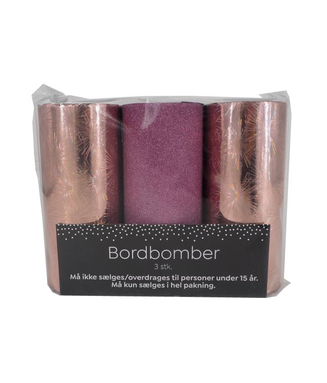 Bordbomber rosegold/pink 3 stk
