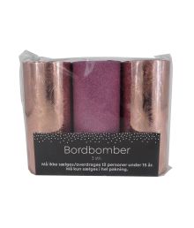 Bordbomber rosegold/pink 3 stk