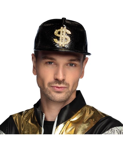 Sort cap med dollartegn 