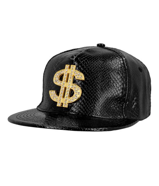 Sort cap med dollartegn 