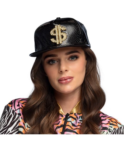 Sort cap med dollartegn 