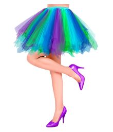 Blå, lilla og grøn tylskørt