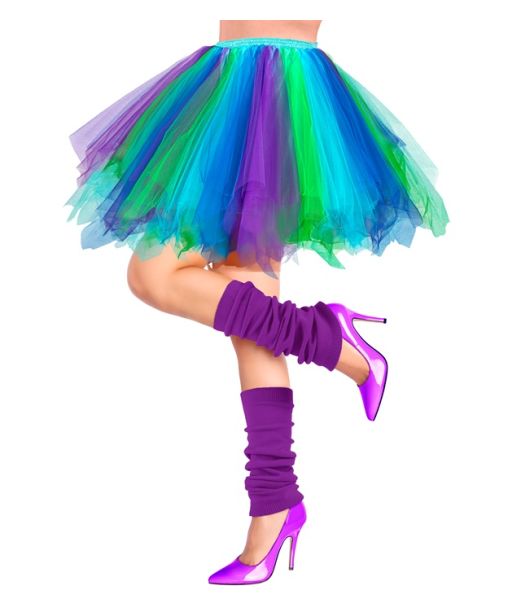 Blå, lilla og grøn tylskørt