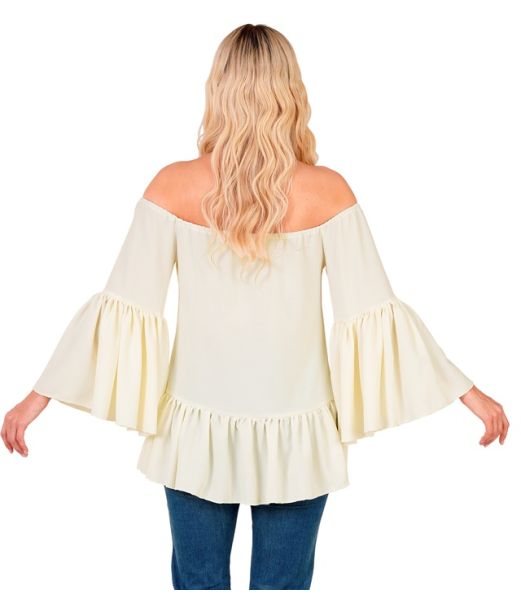 Beige hippie bluse til kvinder
