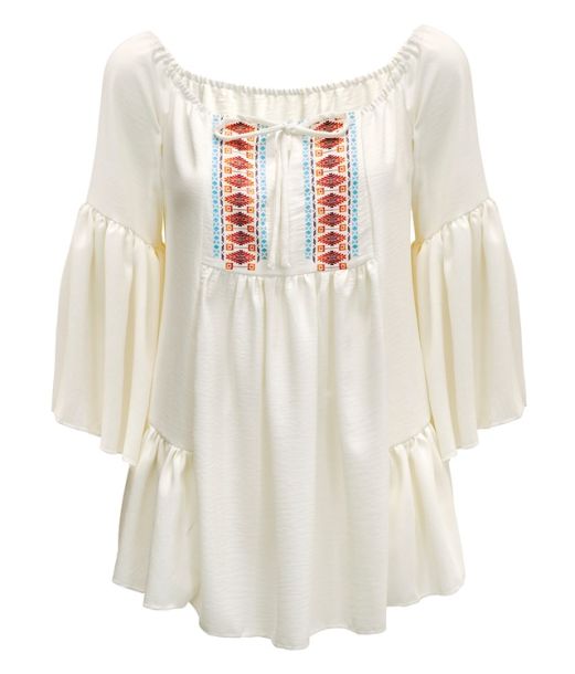 Beige hippie bluse til kvinder
