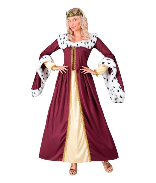 Vinrødt dronning kjole