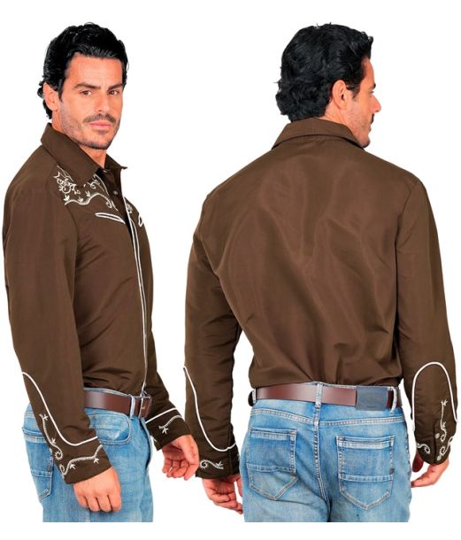 Brun cowboy skjorte