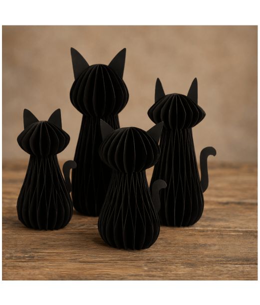 Sort papirvæv kat, 30 cm