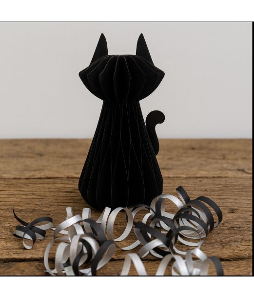 Sort papirvæv kat, 20 cm