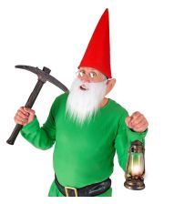 Rød nissehue med skæg og ører