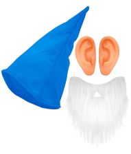 Blå nissehue med skæg og ører