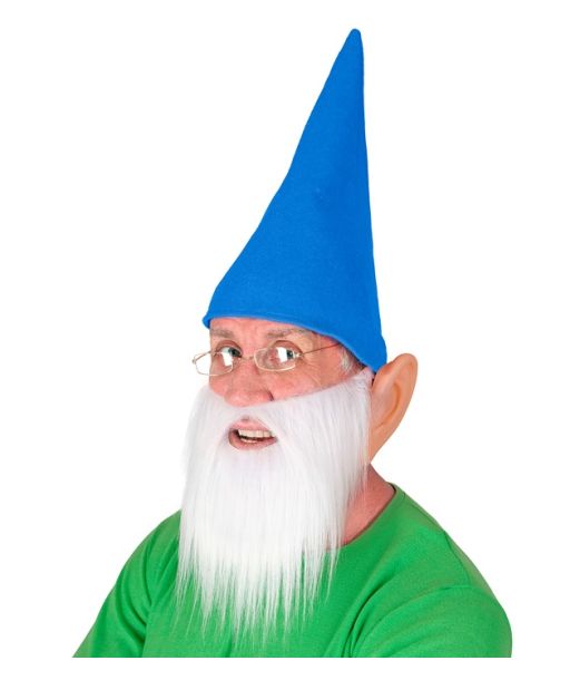 Blå nissehue med skæg og ører