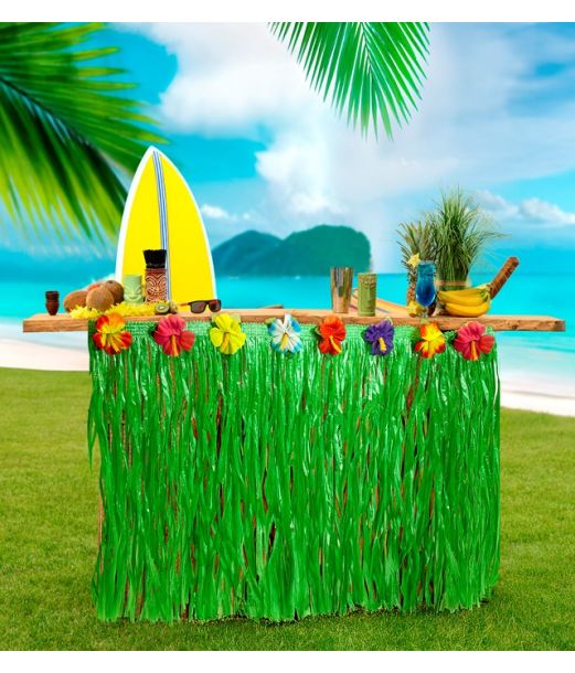 Grøn tropisk bordskørt til hawaii fest