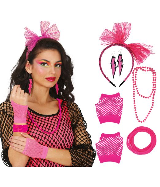 Pink 80er udklædningssæt