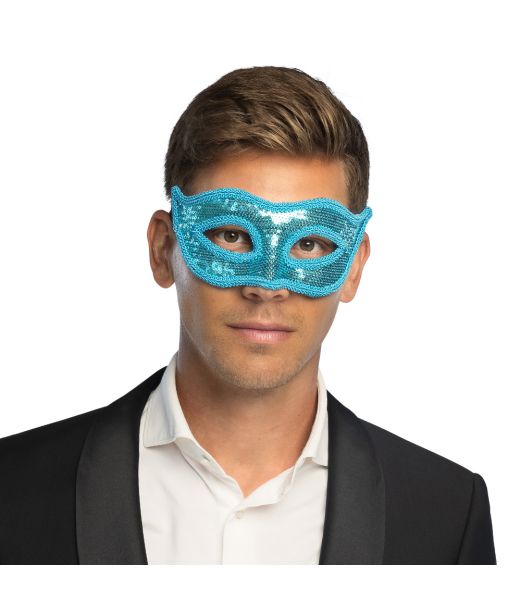 Turkis paillet halvmaske 