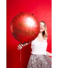 Rød Happy Birthday folieballon