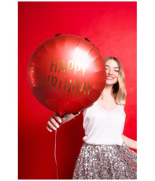 Rød Happy Birthday folieballon