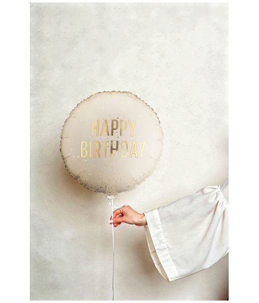 Creme Happy Birthday folieballon