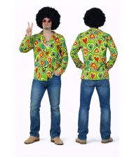 Flot grøn hippie skjorte med hjerter til mænd.