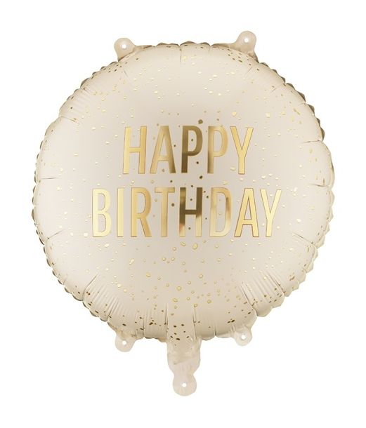 Creme Happy Birthday folieballon