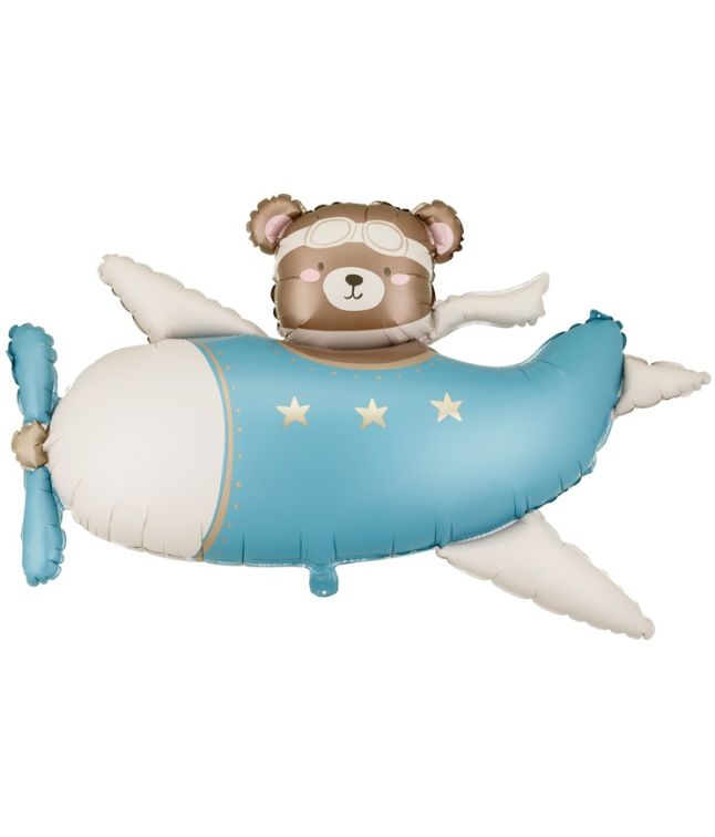 Bjørn i lyseblåt fly folieballon