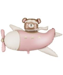 Bjørn i lyserødt fly folieballon