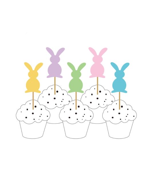 Påskehare kagepynt, 10 stk