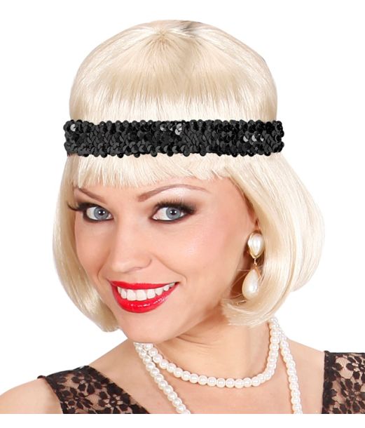 Sort paillet hårbånd 