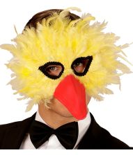 Gul fuglemaske med fjer