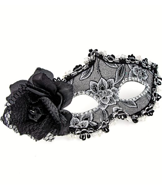 Grå øjenmaske med blomst 