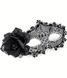 Grå øjenmaske med blomst 