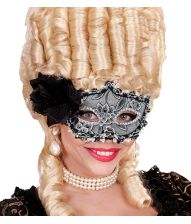 Grå øjenmaske med blomst 