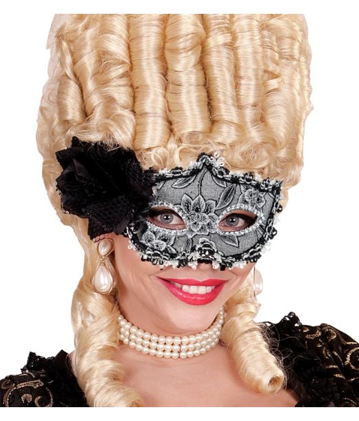 Grå øjenmaske med blomst 